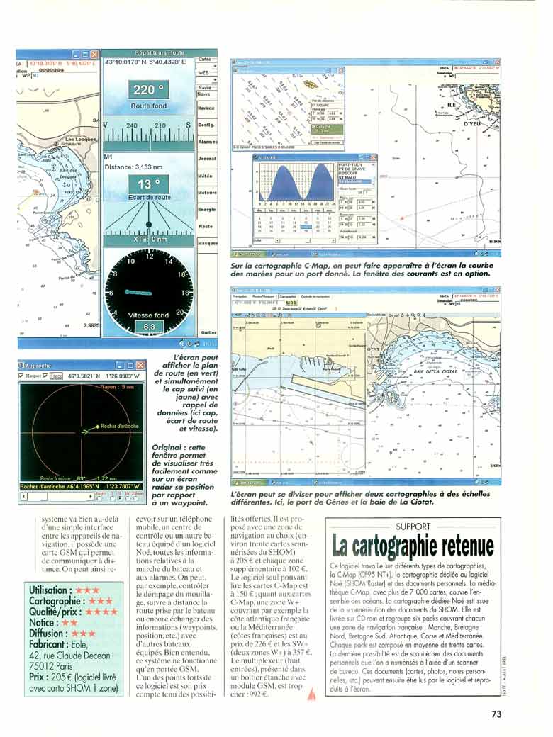 Article Voiles Magazine présentant le logiciel de navigation marine Noé.